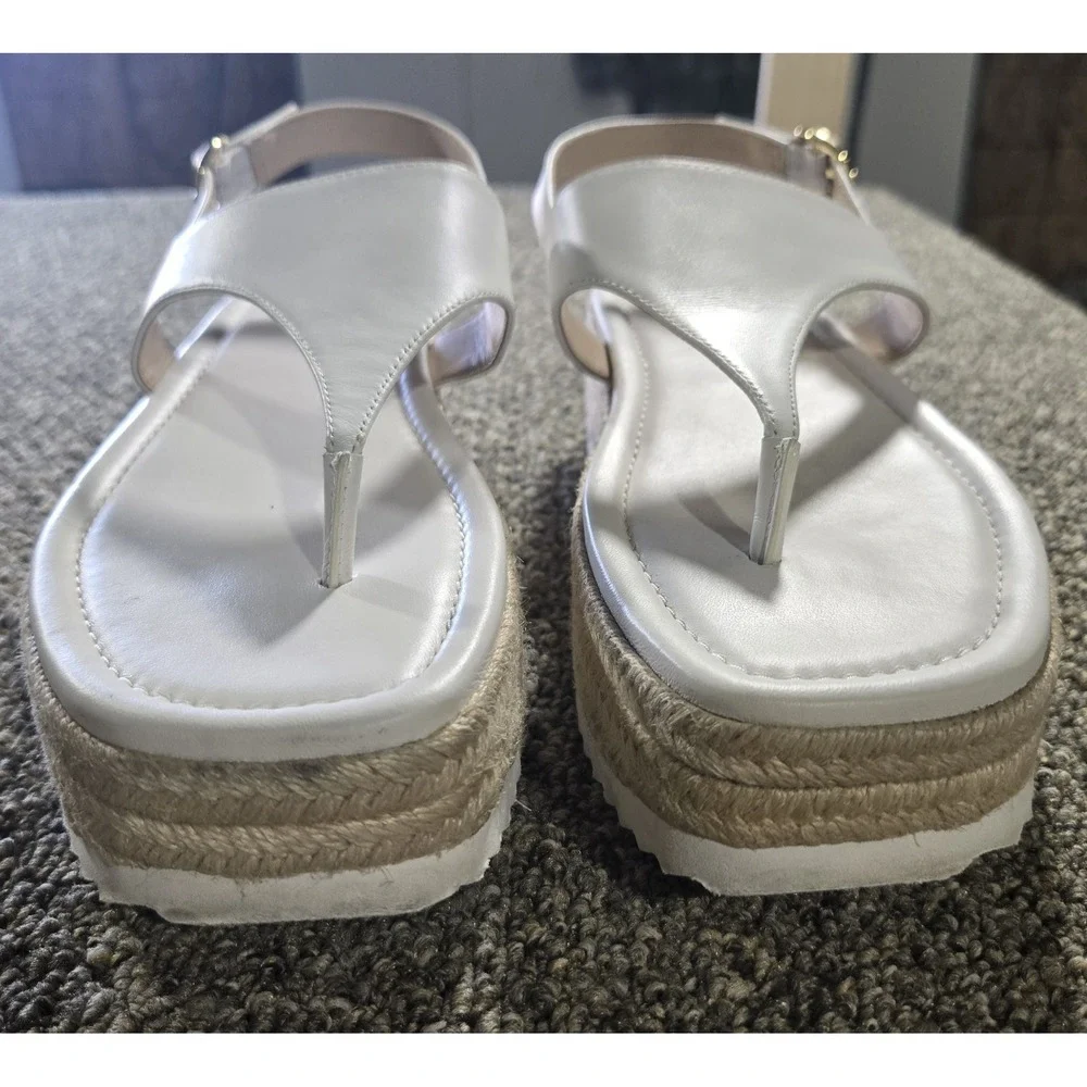Stuart Weitzman size 7 Sandals White Leather Espadrille Platform (Retail $395)